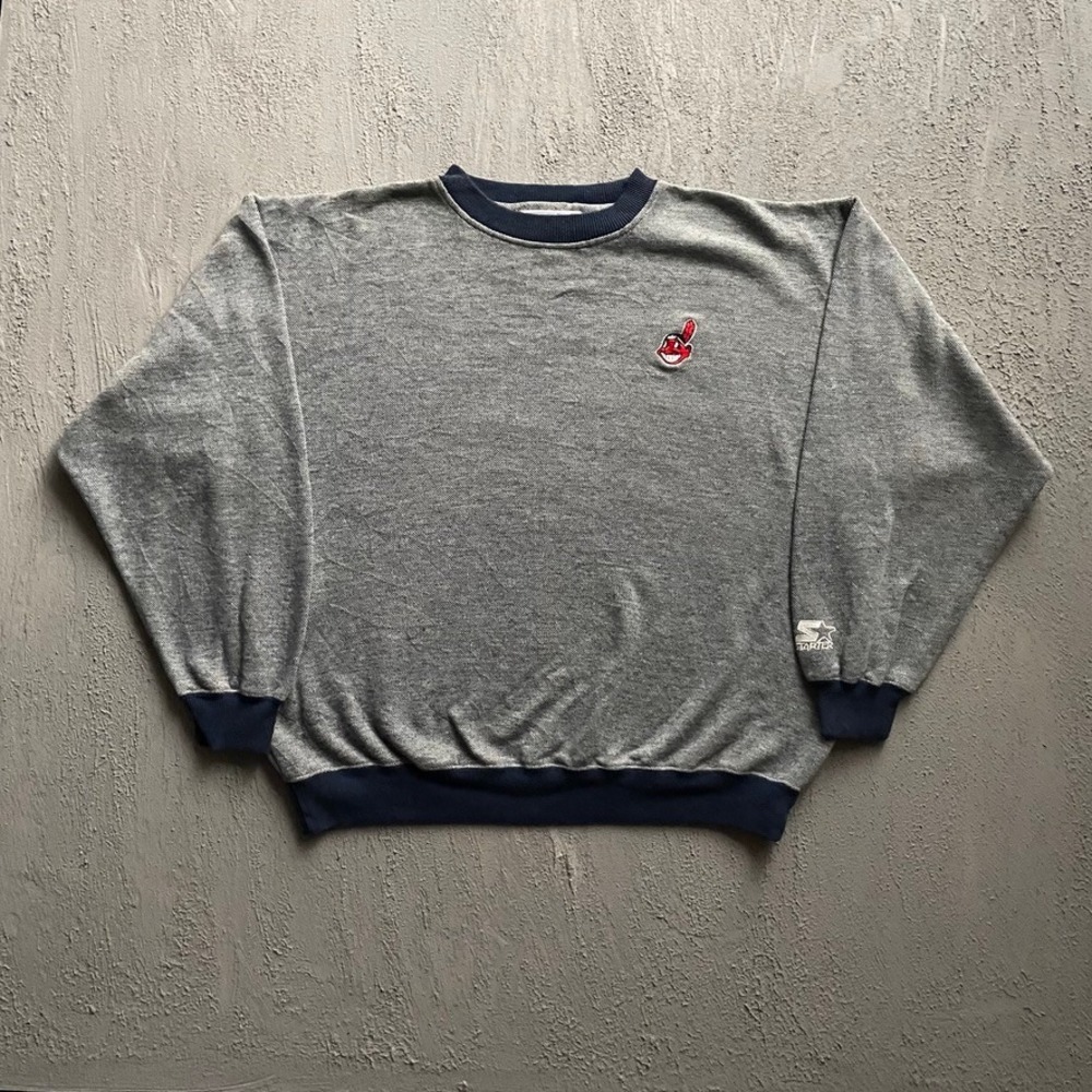 Vintage MLB Cleveland Indians Sweatshirt Mens Large Grey 90s Starter